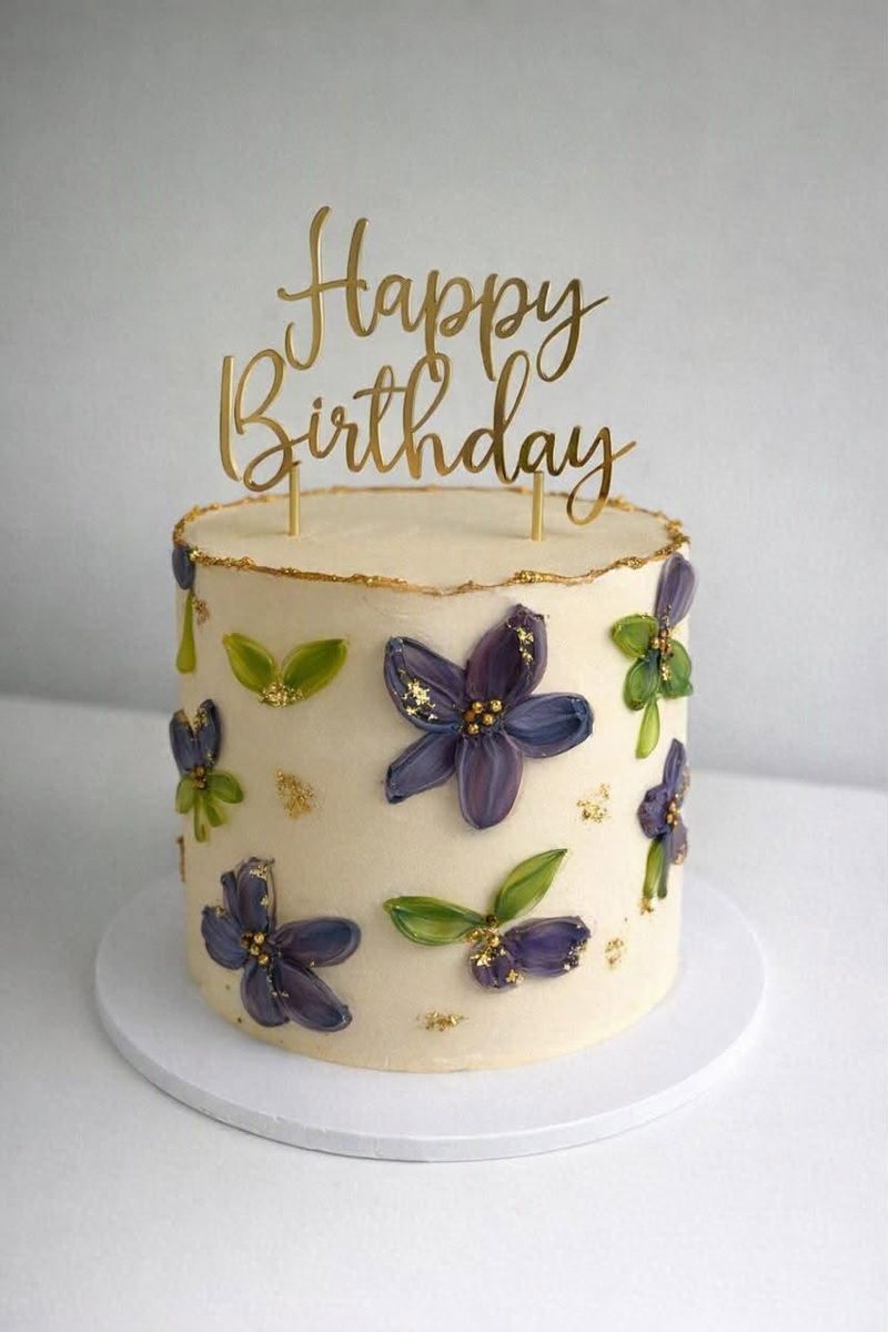 Happy birthday cake with Biscoff buttercream